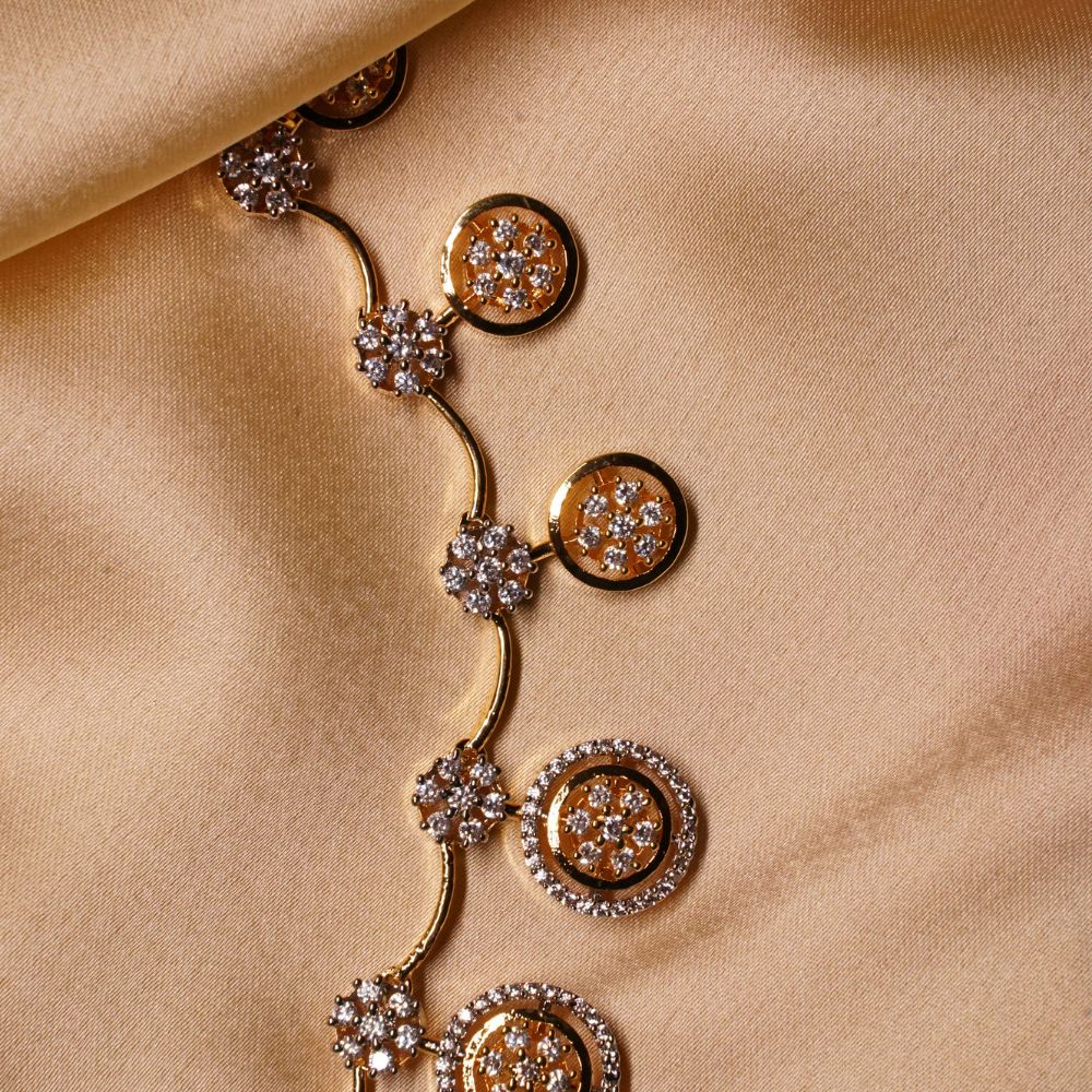 Golden Designer Necklace With Earring