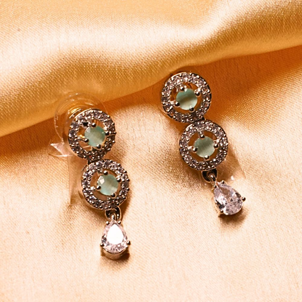 Handcrafted Brass Artificial Mint Green Beads Necklace & Earrings