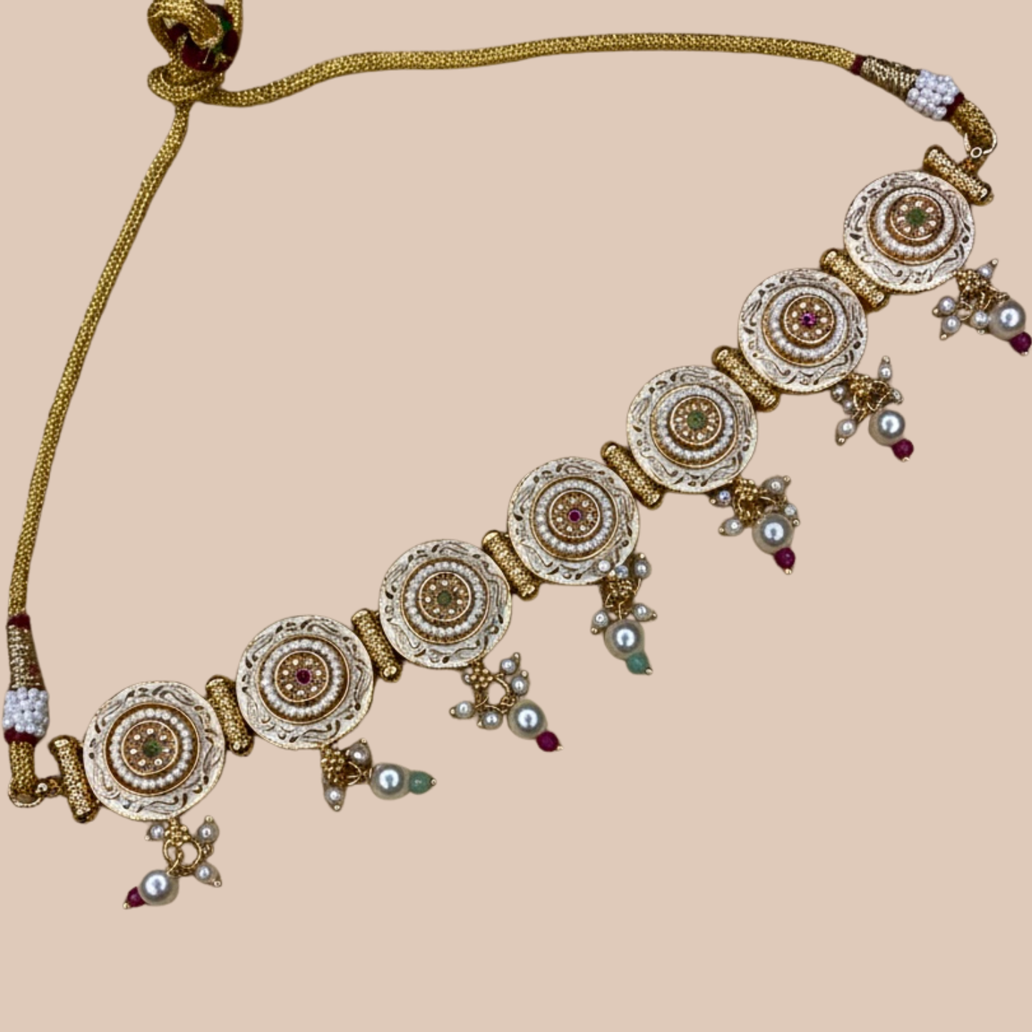 White Enamel Coin Necklace