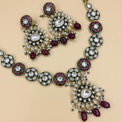Polki Medallion Necklace Set