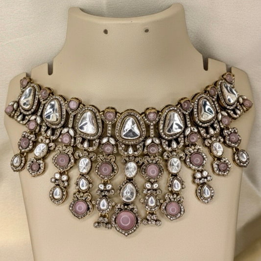 Pink Stone Kundan Choker Necklace