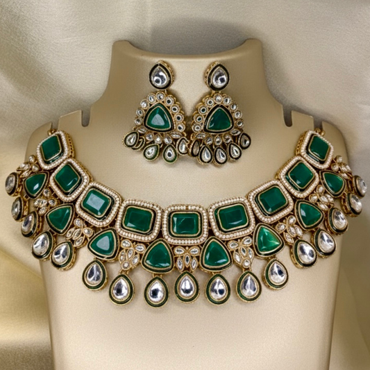 Emerald Green Kundan Choker Set