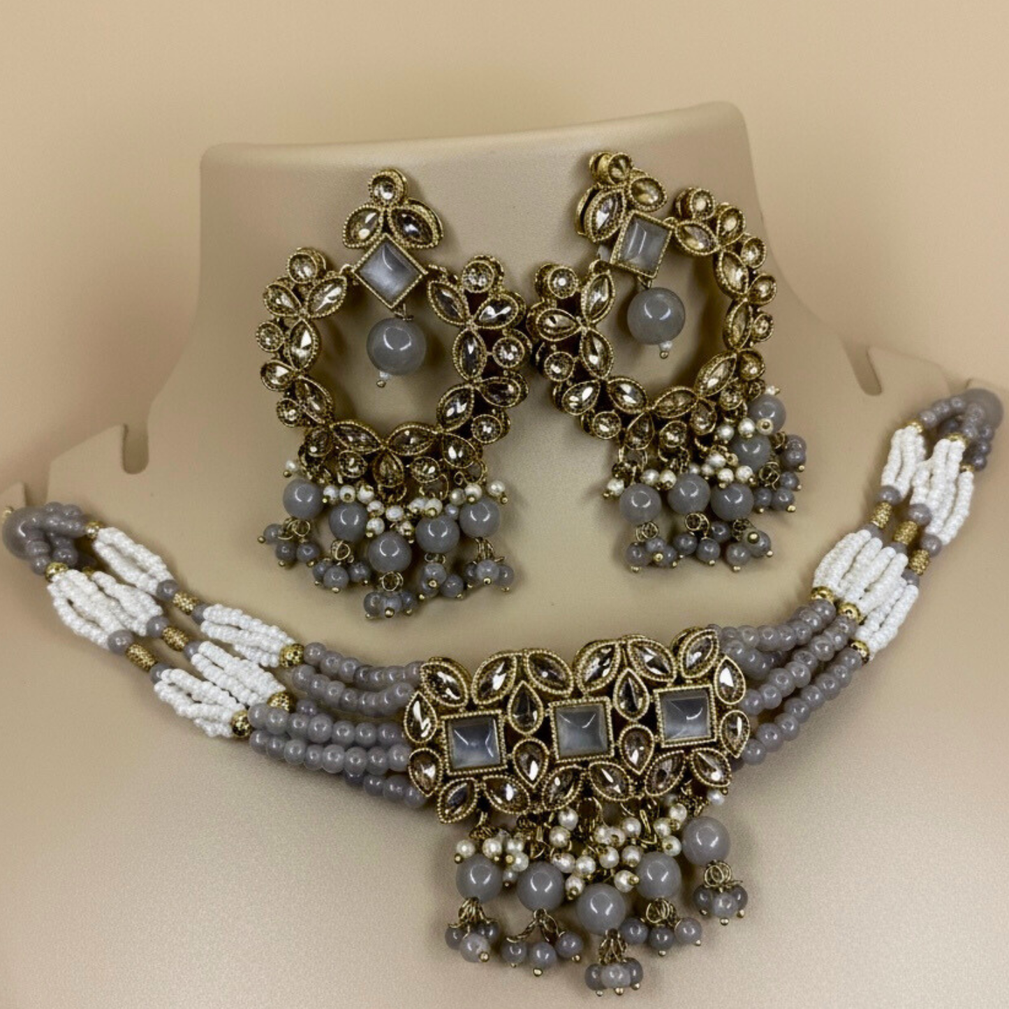The Smoke-Grey Chandi Choker Set