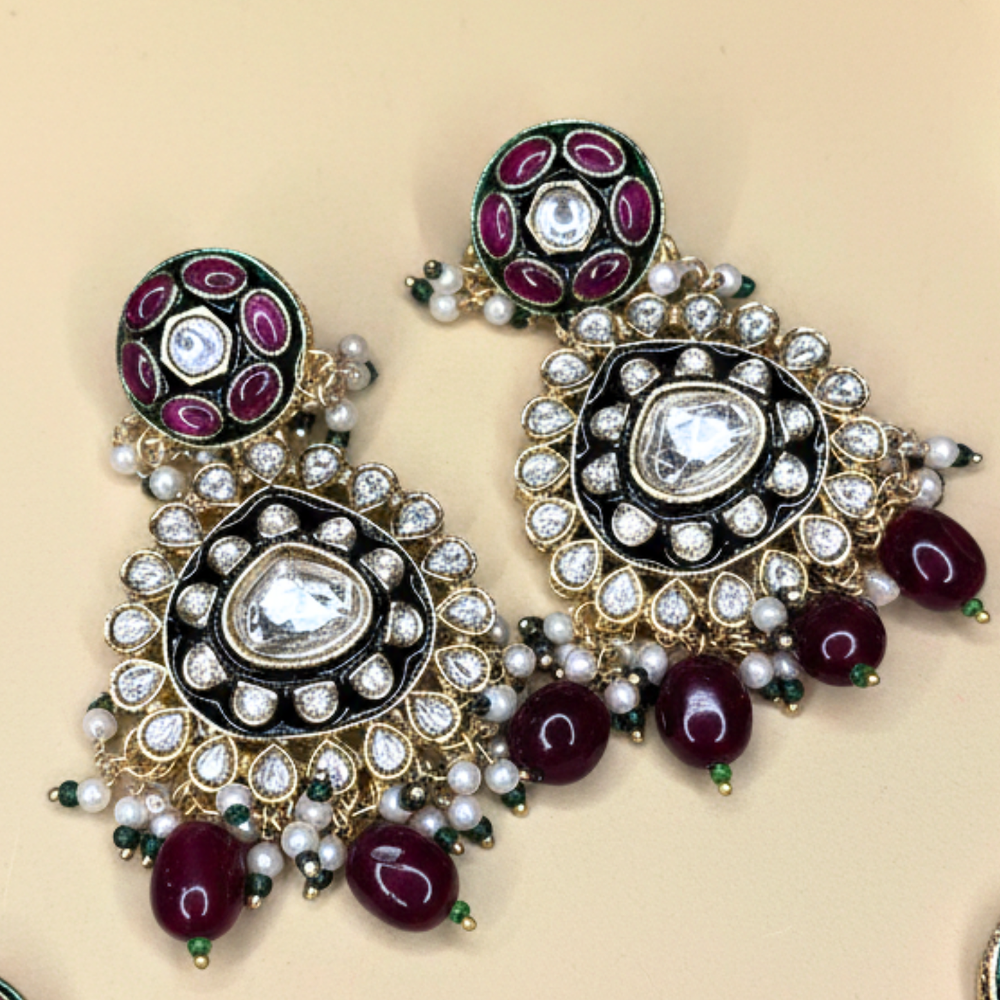 Polki Medallion Necklace Set