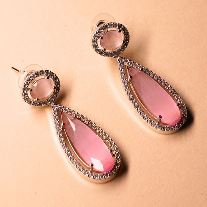 Women Silver-plated American Diamond Set