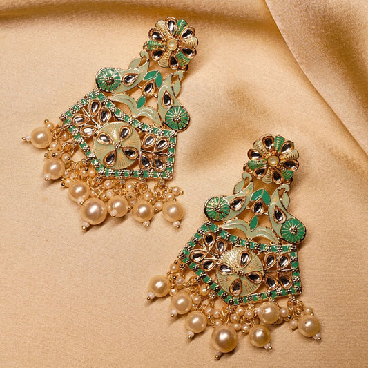 Festive Pearls Kundan Dangler Earrings
