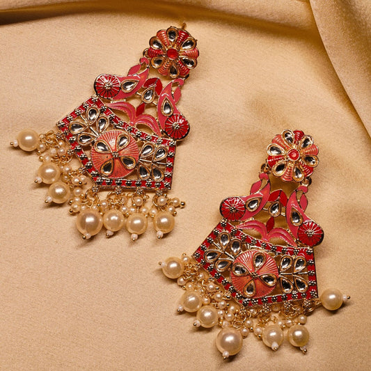 Festive Pearls Kundan Dangler Earrings