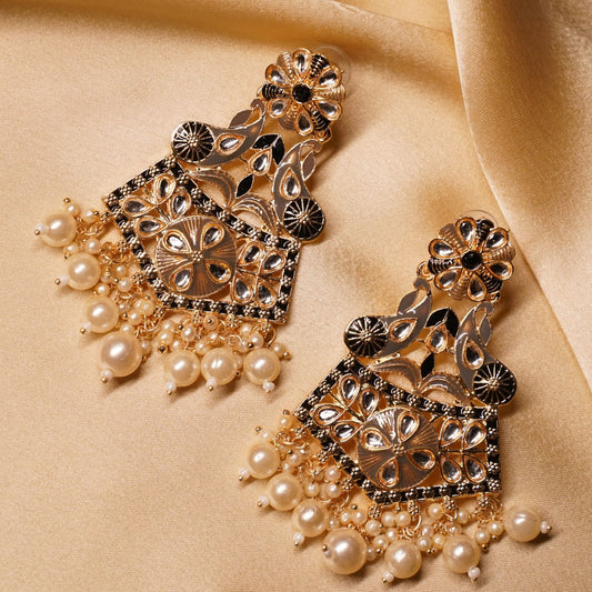 Festive Pearls Kundan Dangler Earrings