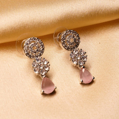 Handcrafted Brass Artificial Pink Beads Necklace & Earrings