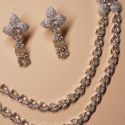 White Floral Double Layer Set