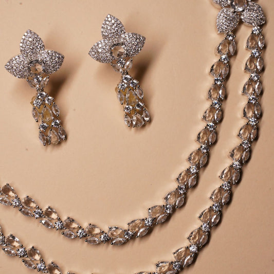 Silver Floral Double Layer Set