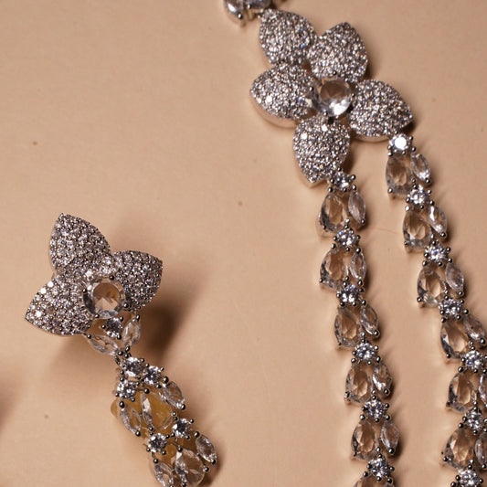 Silver Floral Double Layer Set