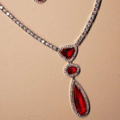 Women Silver-plated American Diamond Set