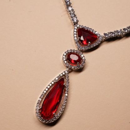 Women Silver-plated American Diamond Set